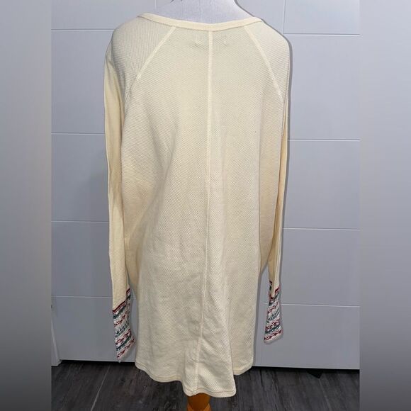 NWT long John shirt, cream with maroon and forest green sleeves - Picture 5 of 6